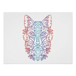 Artistieke gradiënt kleur wolf gezicht perfect poster