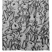 Artistieke grijze bunny Rabbit Party Sketch Tekeni Douchegordijn (Voorkant)
