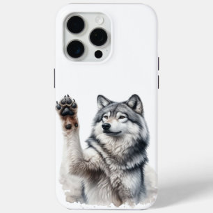Artistieke Grijze Wolf in Aquarel iPhone 15 Pro Max Hoesje