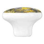 Artistieke grijze zwarte en gouden Abstracte Flora Keramische Knop (Zijkant)