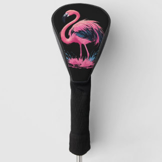 Artistieke grillige roze flamingo kleur splash golfheadcover