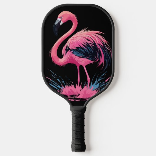 Artistieke grillige roze flamingo kleur splash pickleball paddle (Voorkant)