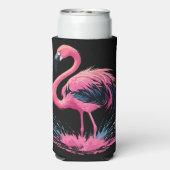 Artistieke grillige roze flamingo splash | Zwart Seltzer Blikjeskoeler (Seltzer Achterkant)
