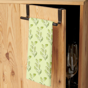 Artistieke groene aquarel bladeren esthetisch theedoek