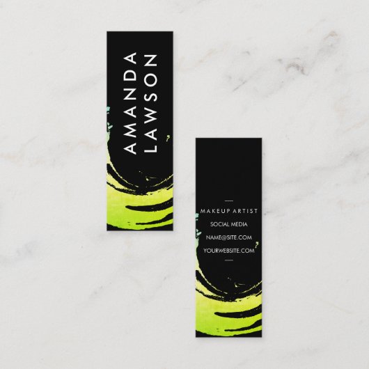 Artistieke groene penseellijn mini visitekaartje (Voorkant / Achterkant)