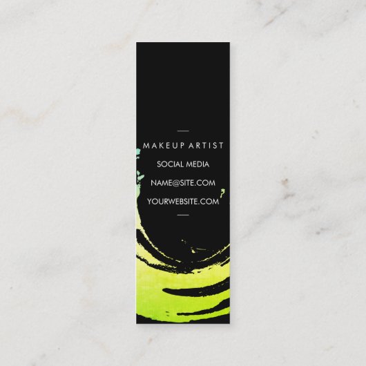 Artistieke groene penseellijn mini visitekaartje (Achterkant)
