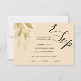 Artistieke Groene Thee Waterverf Handbeschilderd RSVP Kaartje