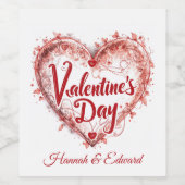 Artistieke Grote Rode Hart Illustratie Ik Valentij Wijn Etiket (Enkel label)