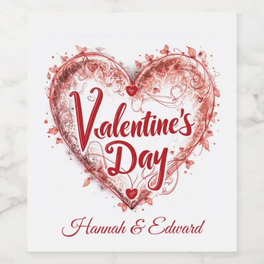 Artistieke Grote Rode Hart Illustratie Ik Valentij Wijn Etiket (Enkel label)