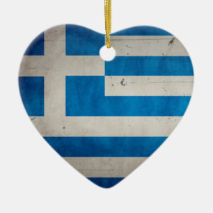  Artistieke Grunge Greece Vlag Keramisch Ornament