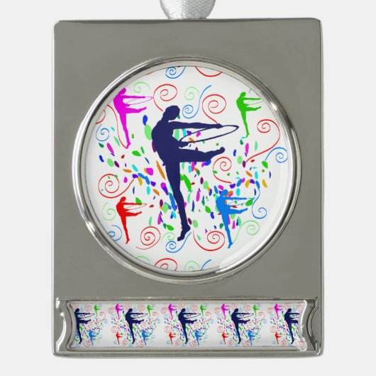 Artistieke gymnastiek verzilverd banner ornament (Voorkant)