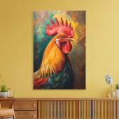 Artistieke Haan Portret Levendige olieverfschilder Canvas Afdruk (Insitu (Woonkamer))