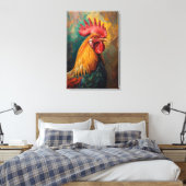 Artistieke Haan Portret Levendige olieverfschilder Canvas Afdruk (Insitu (Slaapkamer))