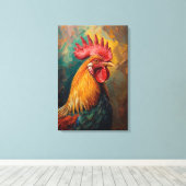 Artistieke Haan Portret Levendige olieverfschilder Canvas Afdruk (Insitu (Houten vloer))