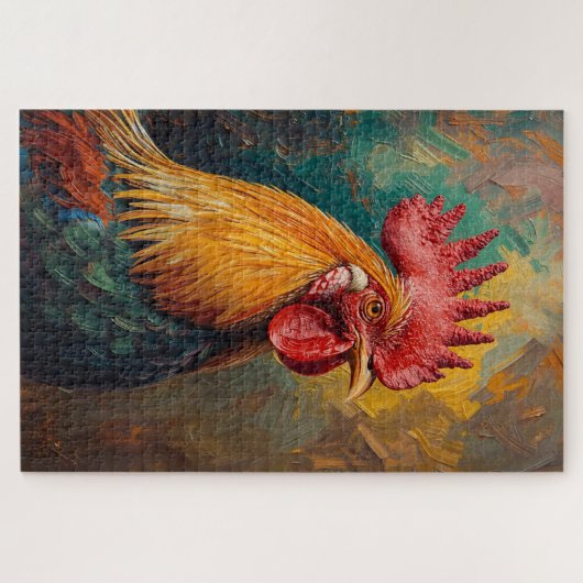 Artistieke Haan Portret Levendige olieverfschilder Legpuzzel (Horizontaal)