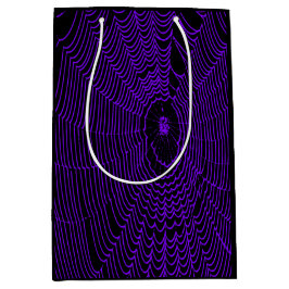 Artistieke Halloween Spider Cobweb Doodle in Lila Medium Cadeauzakje