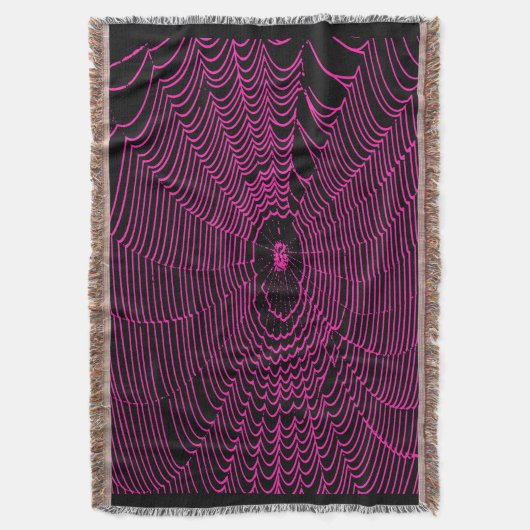 Artistieke Halloween Spider Cobweb Doodle in Roze Deken (Voorkant Verticaal)