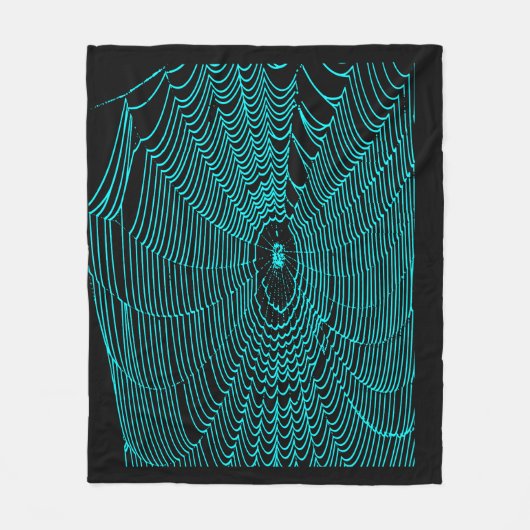 Artistieke Halloween Spider Cobweb Doodle in Turqu Fleece Deken (Voorkant)
