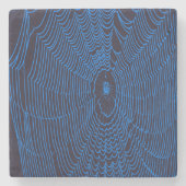 Artistieke Halloween Spider Web Cobweb Doodle Blue Stenen Onderzetter (Voorkant)