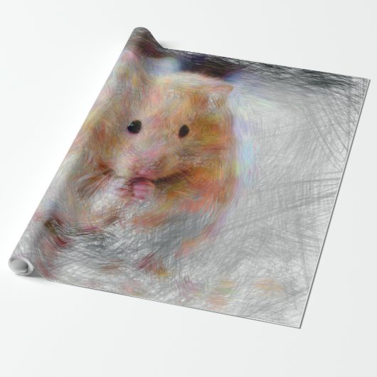artistieke hamster cadeaupapier (Uitgerold)