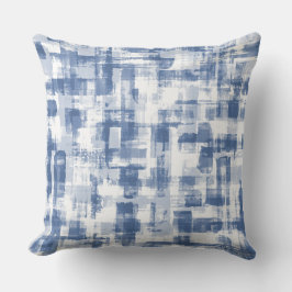 Artistieke Hand geschilderd waterverf blauw en wit Kussen