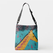 Artistieke handbeschilderde giraffe canvas tas (Achterkant)