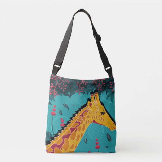 Artistieke handbeschilderde giraffe canvas tas (Voorkant)