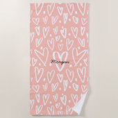 Artistieke harten | Monogram strand Strandlaken (Voorkant)