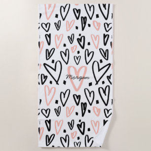 Artistieke harten   Monogram strand Strandlaken