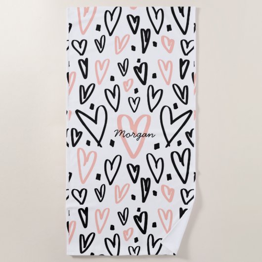 Artistieke harten | Monogram strand Strandlaken (Voorkant)