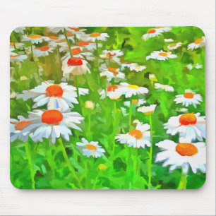 Artistieke heldere en kleurrijke Pop Art Daisies v Muismat
