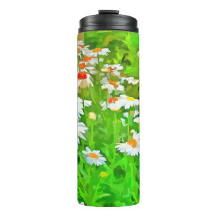 Artistieke heldere en kleurrijke Pop Art Daisies v Thermosbeker