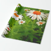 Artistieke, heldere, kleurrijke Witte Garden Daisi Cadeaupapier (Uitgerold)