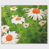 Artistieke, heldere, kleurrijke Witte Garden Daisi Cadeaupapier (Vlak)