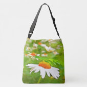 Artistieke, heldere, kleurrijke Witte Garden Daisi Crossbody Tas (Achterkant)