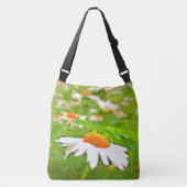 Artistieke, heldere, kleurrijke Witte Garden Daisi Crossbody Tas (Voorkant)