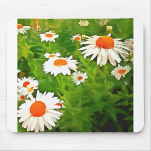 Artistieke, heldere, kleurrijke Witte Garden Daisi Muismat