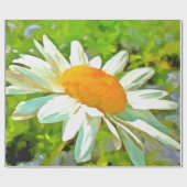 Artistieke heldere kleurrijke Witte Garden Daisies Cadeaupapier (Vlak)