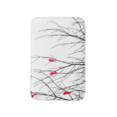 Artistieke heldere rode vogels op boomtakken badmat (Voorkant Verticaal)