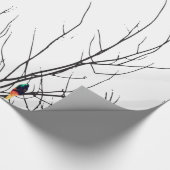 Artistieke heldere vogels op boomtakken cadeaupapier (Hoek)