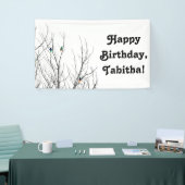 Artistieke heldere vogels op boomtakken spandoek (Beurs)