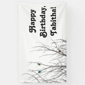 Artistieke heldere vogels op boomtakken spandoek (Verticaal)