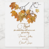 Artistieke herfst herfst verlaat bruiloft wijn etiket (Enkel label)