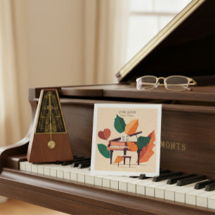 Artistieke Herfst Piano QR Code Muziek Visitekaart Vierkante Visitekaartje