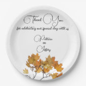 Artistieke herfst verlaat bruiloft papieren bordje (Voorkant)