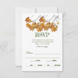 Artistieke herfstbladeren bruiloft RSVP Kaart
