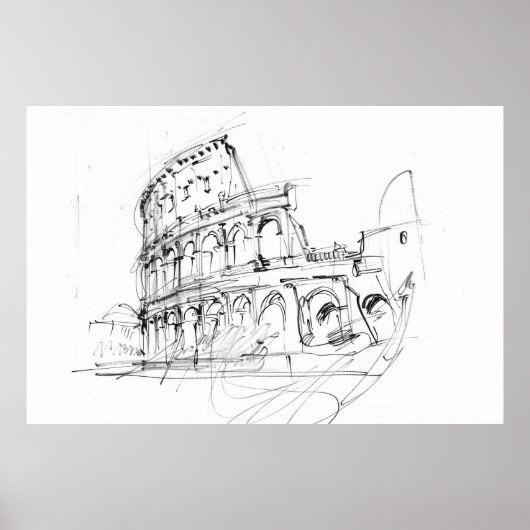 Artistieke historische Colosseum schets - Poster (Voorkant)