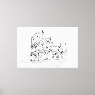 Artistieke Historische Colosseum Schets - Premium Canvas Afdruk