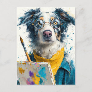 Artistieke Hondenschilder Portret Feestdagenkaart