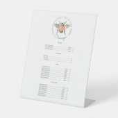 Artistieke Honingbijenproducten Floral prijslijst  Reclamebord Met Voetstuk (Voorkant)